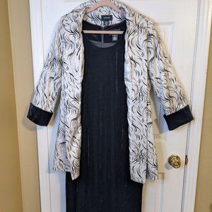 Ashro Black Sleeveless Velvet Dress & White & Black Jacket Set - size 14 NWOT